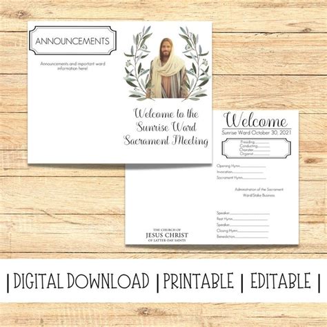 Sacrament Meeting Program Template Printable Program Etsy Program