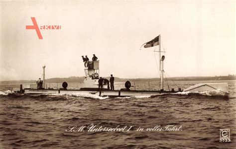 Deutsches U Boot SM U1 Unterseeboot In Voller Fahrt Kaiserliche