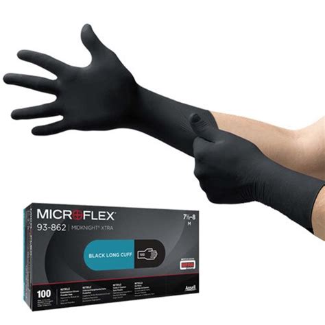 Ansell® 93862100 Microflex® Midknight™ Xtra 93 862 Black Nitrile E