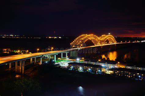 Memphis Arkansas Bridge Nightscape Stock Photo Image Of Nightscape