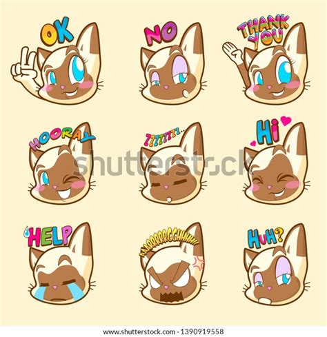 Cute Cat Emoji Sticker Collections Stock Vector (Royalty Free) 1390919558 | Shutterstock