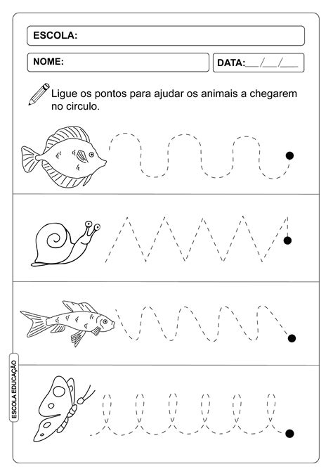 Atividade Pontilhada Tracejado Escola Educação