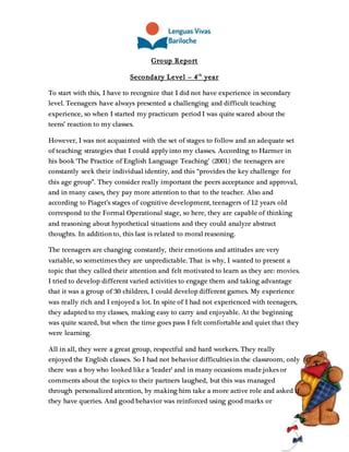 Group Report Secondary Level Pdf