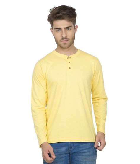 Clifton Men S Henley Cotton Full Sleeve T Shirt Yellow Buy Clifton