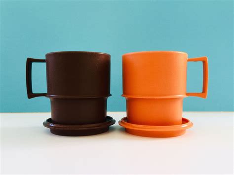 Vintage Tupperware Mugs With Lids Or Saucers Retro Camping Etsy