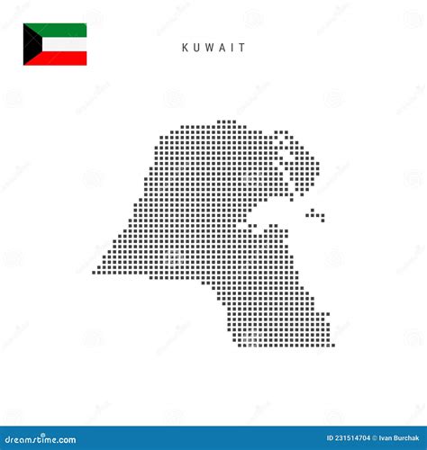 Square Dots Pattern Map Of Kuwait Kuwaiti Dotted Pixel Map With Flag