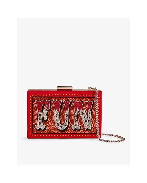 Ted Baker Fun Crystal Embellished Box Clutch Bag In Red Lyst