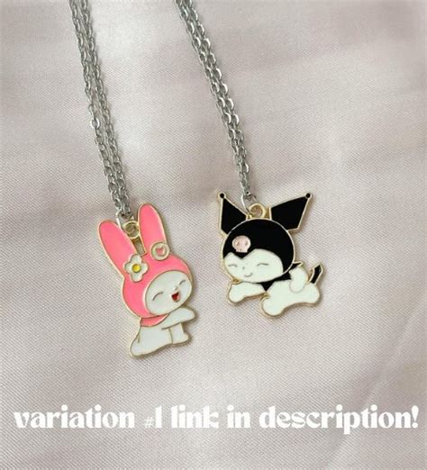 Matching Sanrio Necklaces Set My Melody And Kuromi Kawaii Cute Unique T For Bestfriend Bffs