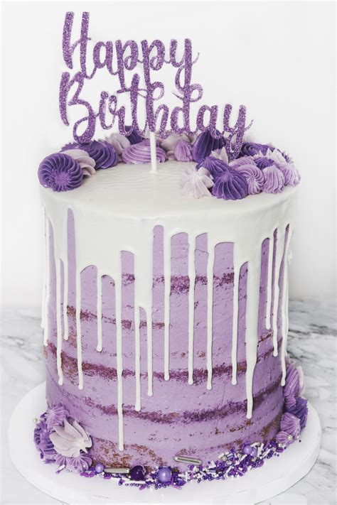 Purple Birthday Naked Cake With Hidden Sprinkles Surprise Inside R