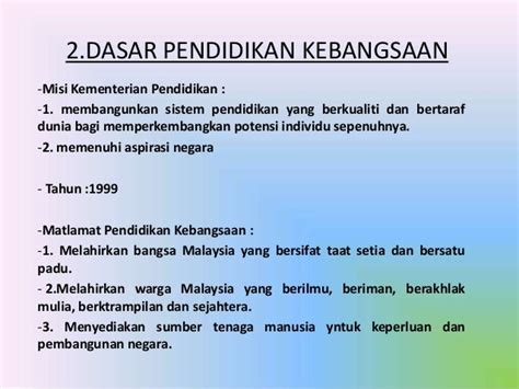 Kepentingan Dasar Pendidikan Kebangsaan