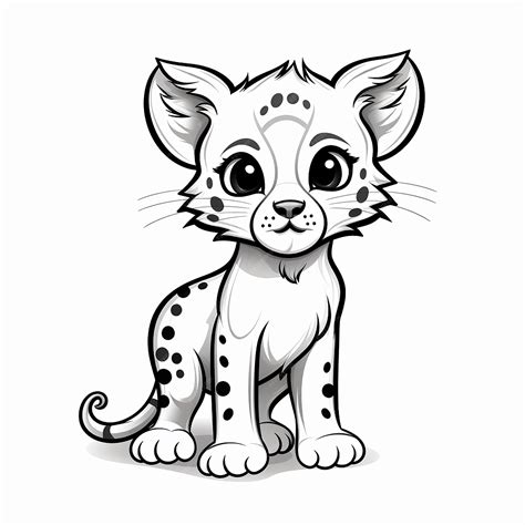 Premium Photo | Cheetah Cub Charm Kids Simple Line Art