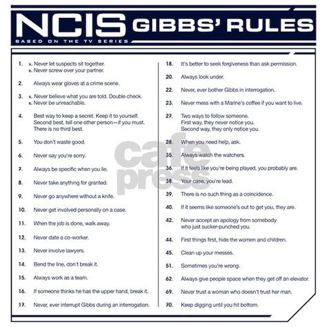 Printable List Of Gibbs Rules - Printable Word Searches