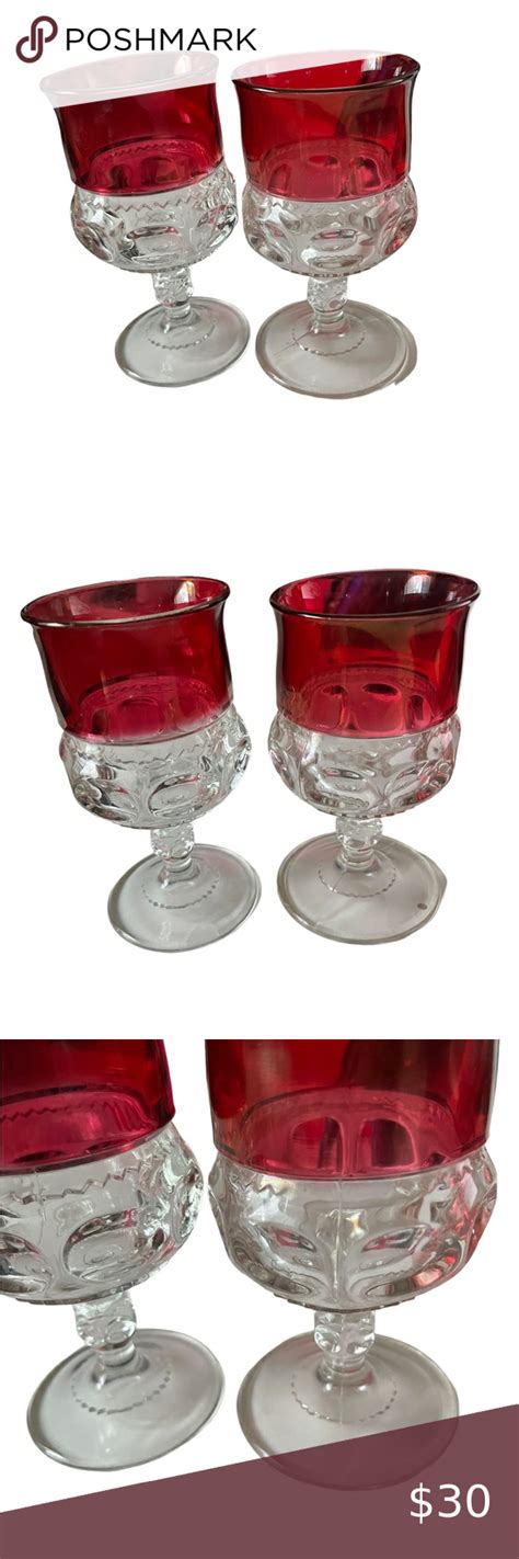 Kings Crown Flash Ruby Thumbprint Goblets Tiffin Franciscan Set Of 2 Kings Crown Tiffin Ruby