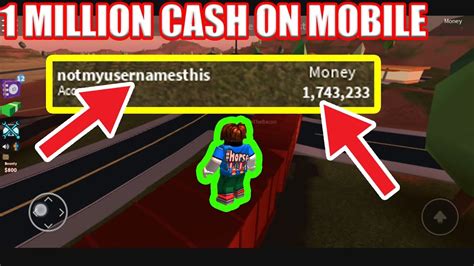 Getting 1 MILLION CASH On MOBILE Roblox Jailbreak YouTube