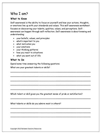 Who I Am Worksheet Teens Worksheets Library