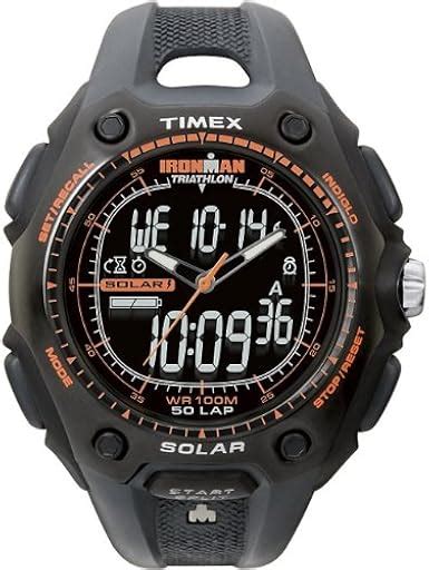 Timex Ironman Triathlon 50 Lap Solar With Dual Tech Black Orange Strap