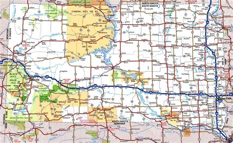 Road Map Of South Dakota With Cities - Printable Map Of South Dakota ...