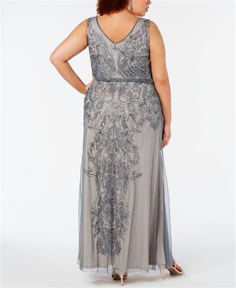 Adrianna Papell Plus Size Beaded Blouson Gown Macys