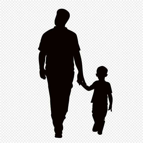 Padre E Hijo Cogidos De La Mano Silueta Del Día Del Padre imágenes de