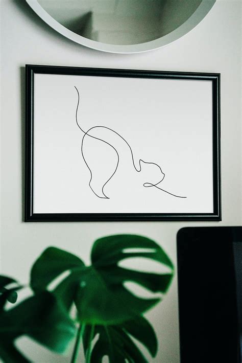 Line Art Drawings Line Drawing Poster Wall Art Poster Prints Cat