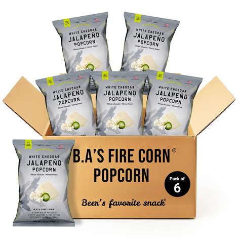 Fire Corn Popcorn Pack Of 6 Real Jalapeno Popcorn With White Cheddar