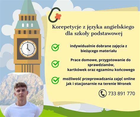 Korepetycje z języka angielskiego dla uczniów szkół podstawowych Wronki