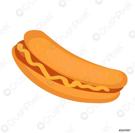 Hot Dog Icon Flat Cartoon Style Fast Food Concept Isolated Stock