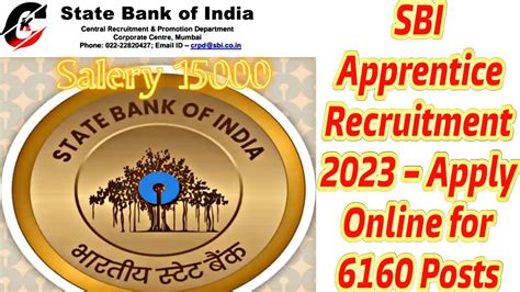 SBI Apprentice Recruitment 2023 Apply Online For 6160 Posts Salery