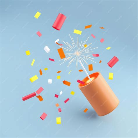 festive party popper exploding  confetti   blue background
