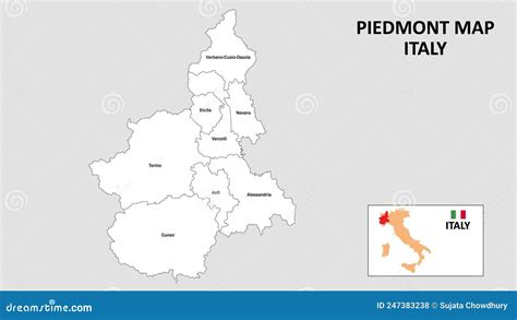 Piedmont Map State And District Map Of Piedmont Stock Vector