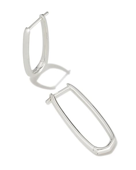 Ellen Elongated Hoop Earrings In Sterling Silver Kendra Scott