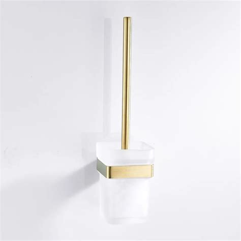 304 Stainless Steel Toilet Brush Holder Set Brushed Gold Square Holder