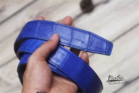 Handmade Alligator Leather Belt Full Grain Cobalt Blue Leather Belt Lb036 Babu Handmade Leather