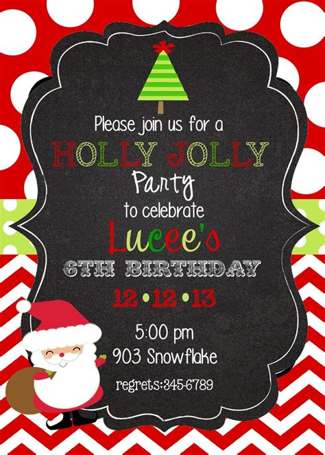 12 Christmas Birthday Party Invitations With Envelopes