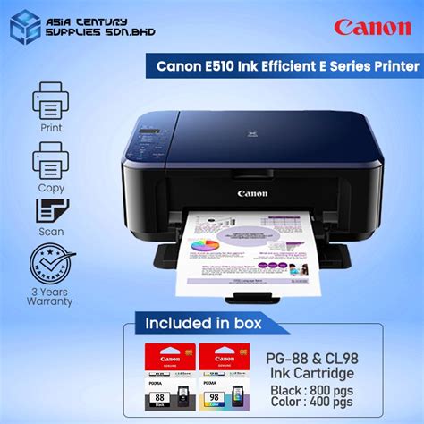 Canon Pixma E510 All In One Color A4 Inkjet Printer Print Scan Copy