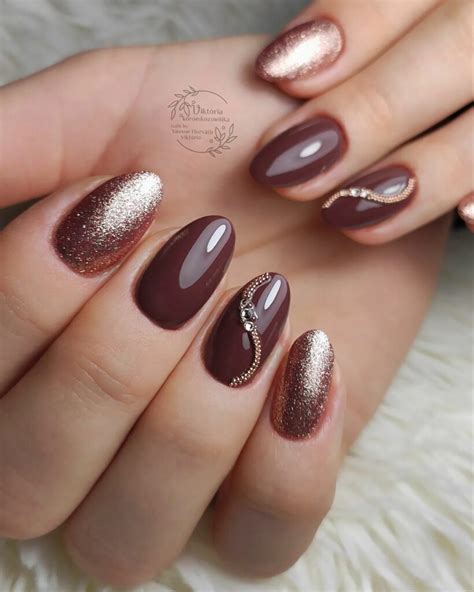 Elegant Rose Gold Burgundy Nails For Inspiration Nail Designs Daily