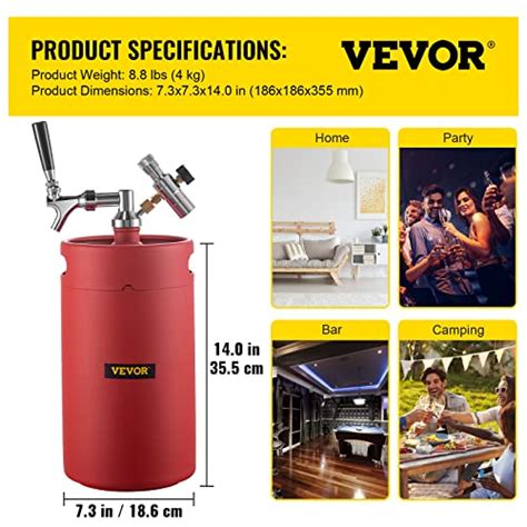 VEVOR Sistema De Grifo Beer Growler Mini Barril De 270 Onzas Cu