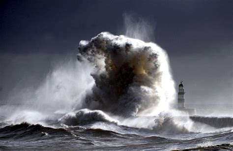 Ocean waves photo, lighthouse, sea, waves, nature HD wallpaper ...