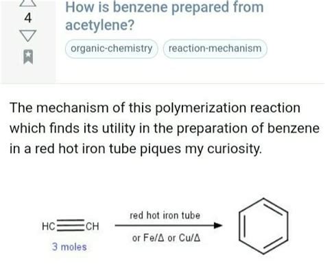 How Benzene Is Prepared From Acetylene And Write Equation