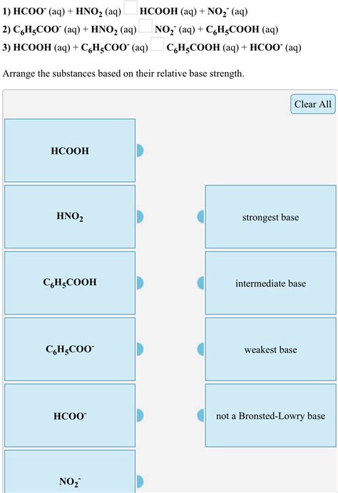 Solved 1 Hcoo Aq Hno2 Aq Hcooh Aq No2 Aq 2