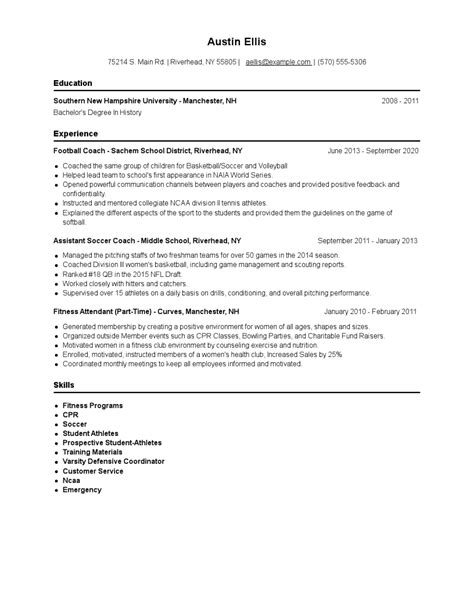 Football Coach Resume Examples and Tips - Zippia