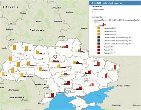 Map of language preferences in Ukraine and linguistic landscape data ...