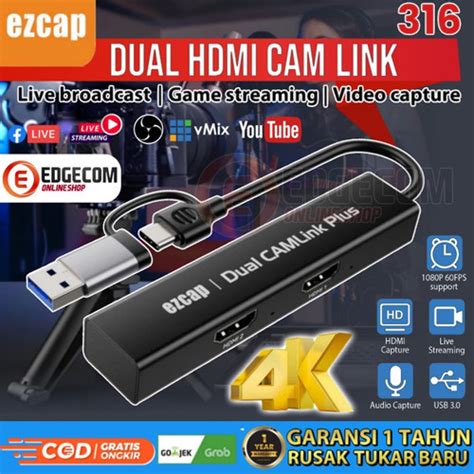 Jual EZCAP 316 Type C To Dual HDMI Capture Cam Link Streaming 2 Input