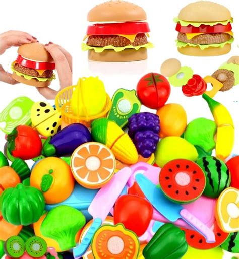 Frutas Legumes Brinquedo Velcr Cortar Hamburguer Fruta De Cortar