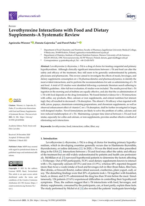 (PDF) Levothyroxine Interactions with Food and Dietary Supplements–A ...