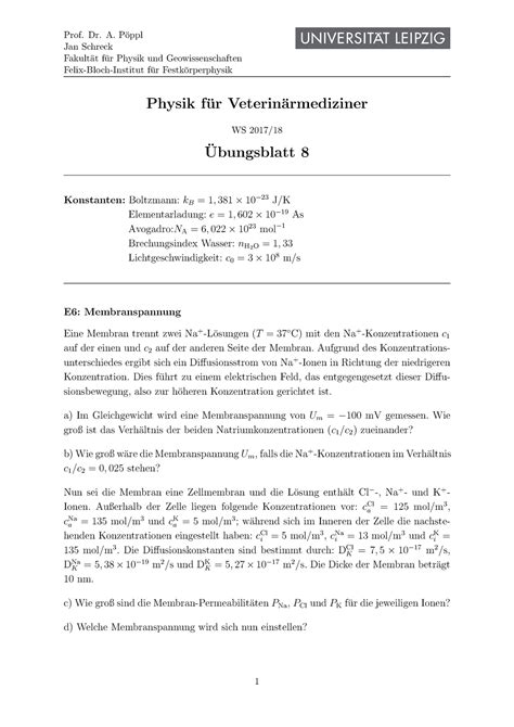 HA PHY8 AUF WiSe 17 18 Prof Dr A P Oppl Jan Schreck Fakultat F