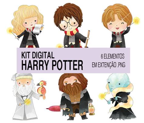 Kit Digital Harry Potter Aquarelado Elo Produtos Especiais