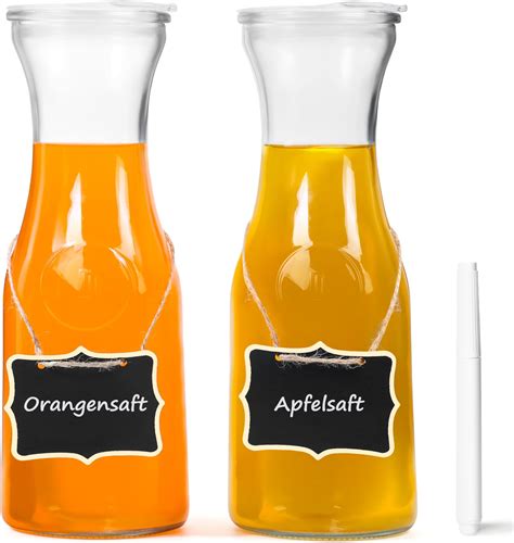 Heftman Er Set Glaskaraffe Liter Klarglasflasche F R Hei E Und