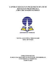 Ciri Ciri Makhluk Hidup Pdf Laporan Kegiatan Praktikum Ipa Di Sd