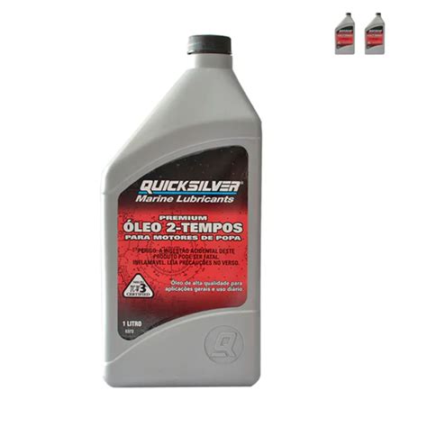 ÓLEO QUICKSILVER TCW3 2 TEMPOS MOTOR POPA 1 LITRO KIT C 2 Compre